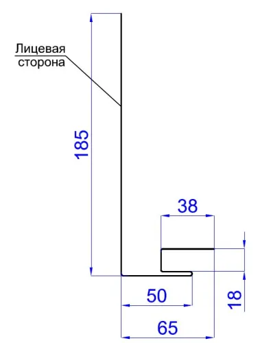 Планка карнизного свеса сложная 185мм 185х50х2000мм Ecosteel, Ecosteel Matt, Ecosteel Textur купить в Санкт-Петербурге