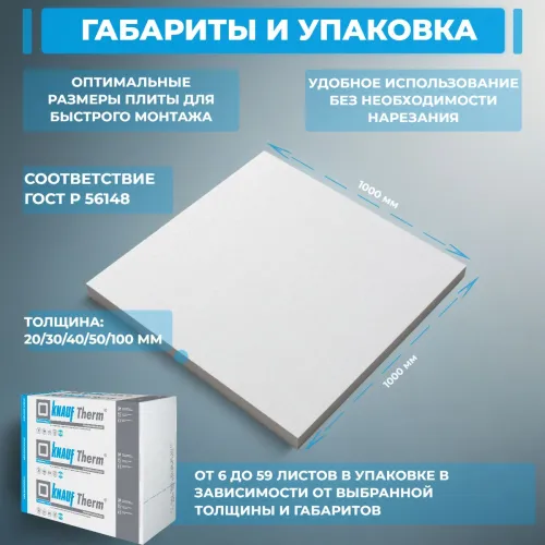 KNAUF Therm Дача 200мм, 3 плиты, 3.6м2, 1000х1200мм, 0.72м3 купить в Санкт-Петербурге
