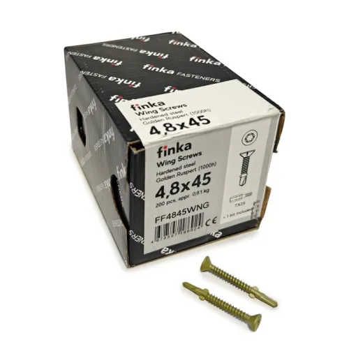 Упаковка шурупов флюгельных Finka Wing Screws 4.8x45TX25 Golden Ruspert 200шт/уп купить в Санкт-Петербурге