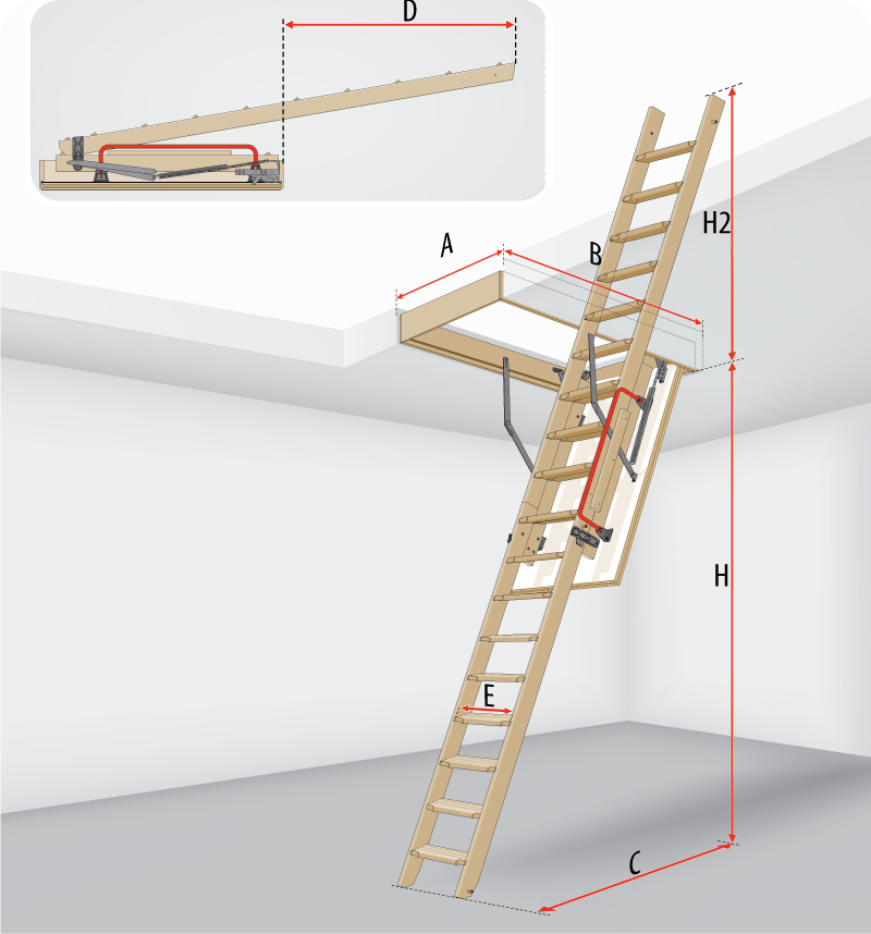 Лестница чердачная раздвижная LDK 70х120 Fakro