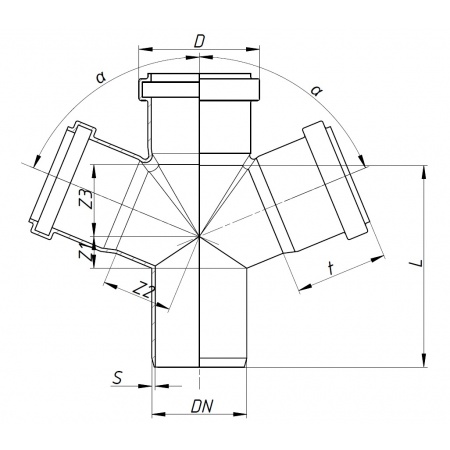 Крестовина 110/110х87° (серая) HTDA Ostendorf