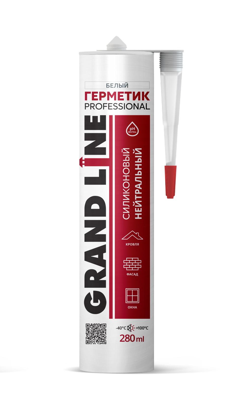 Герметик Grand Line Professional кровельный силиконовый нейтральный белый 280мл, белый