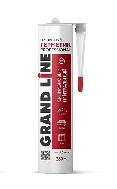 Герметик Grand Line Professional силиконовый нейтральный прозрачный 280мл, прозрачный