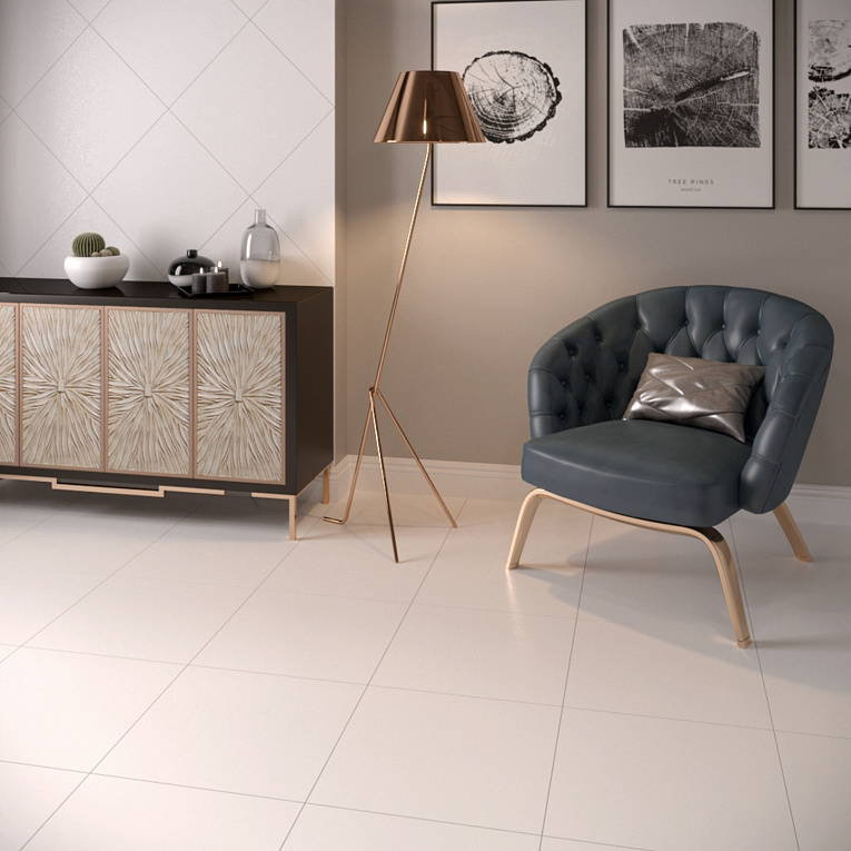 Керамогранит Gracia Ceramica Monocolor sugar white PG 01 моноколор 600х600х10мм 1,44м2/4шт/уп