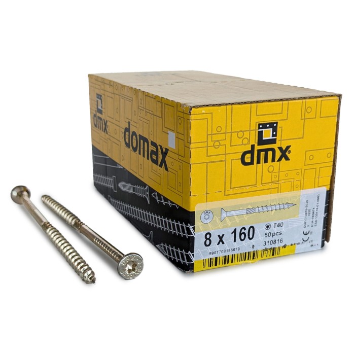 Упаковка шурупов конструкционных Domax CS TX40 8.0x160/80 Желтый цинк, потай 50шт/уп