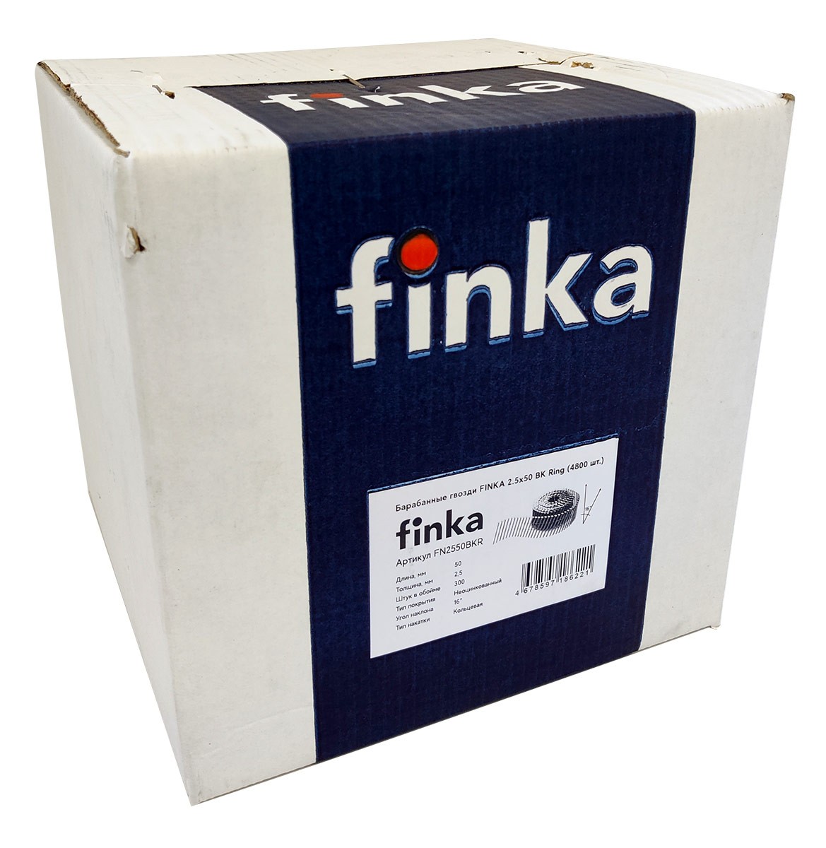 Упаковка барабанных гвоздей FINKA 2.5х50 BK Ring 4800шт/уп