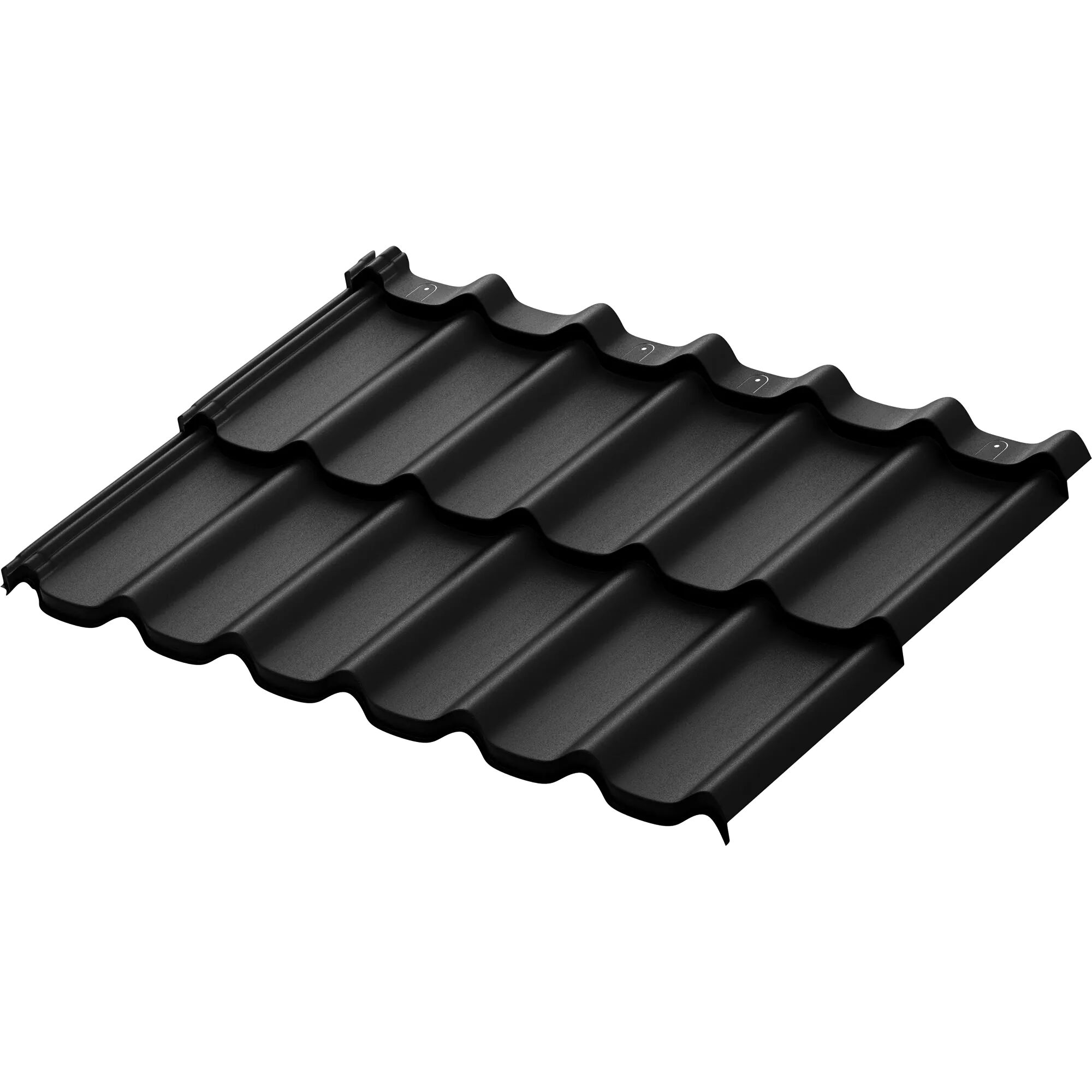 М/черепица модульная aquAsystem Стокгольм 0.50мм 9005 (черный) ПЭ матовый Zn140 1185х775мм купить в Санкт-Петербурге