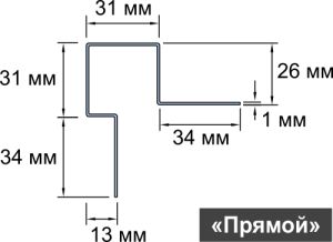 Внешний угловой профиль (асимметричный), 3000 мм