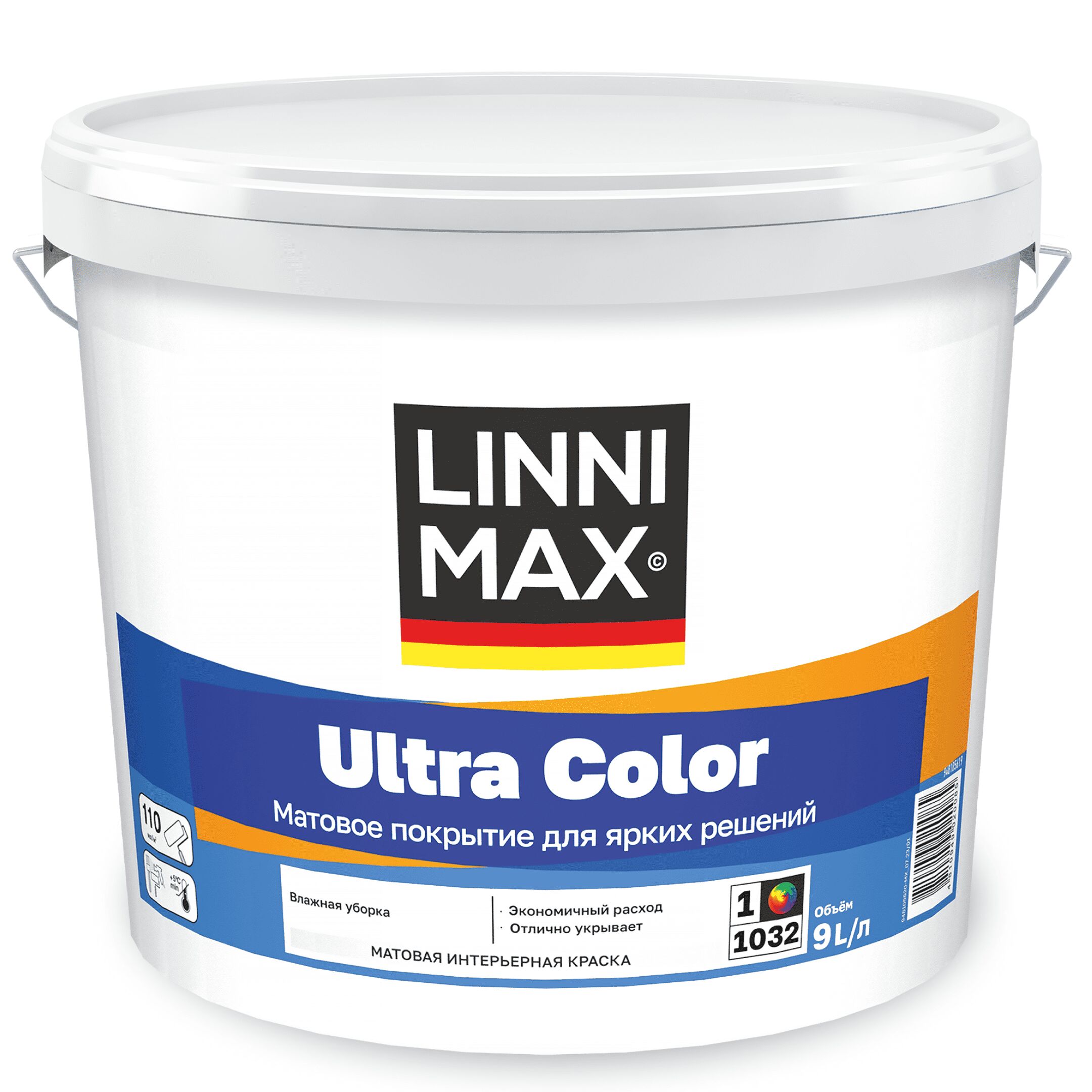 Ultra Color 0.9л Краска водно-дисперсионная для внутренних работ База 1 LINNIMAX, Ultra Color 0.9л Краска водно-дисперсионная для внутренних работ База 1 LINNIMAX