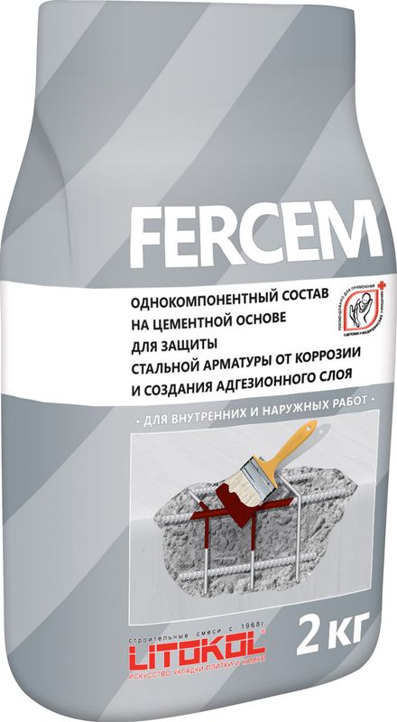 FERCEM 2кг Состав антикоррозионный для обработки арматуры красный LITOKOL, красный