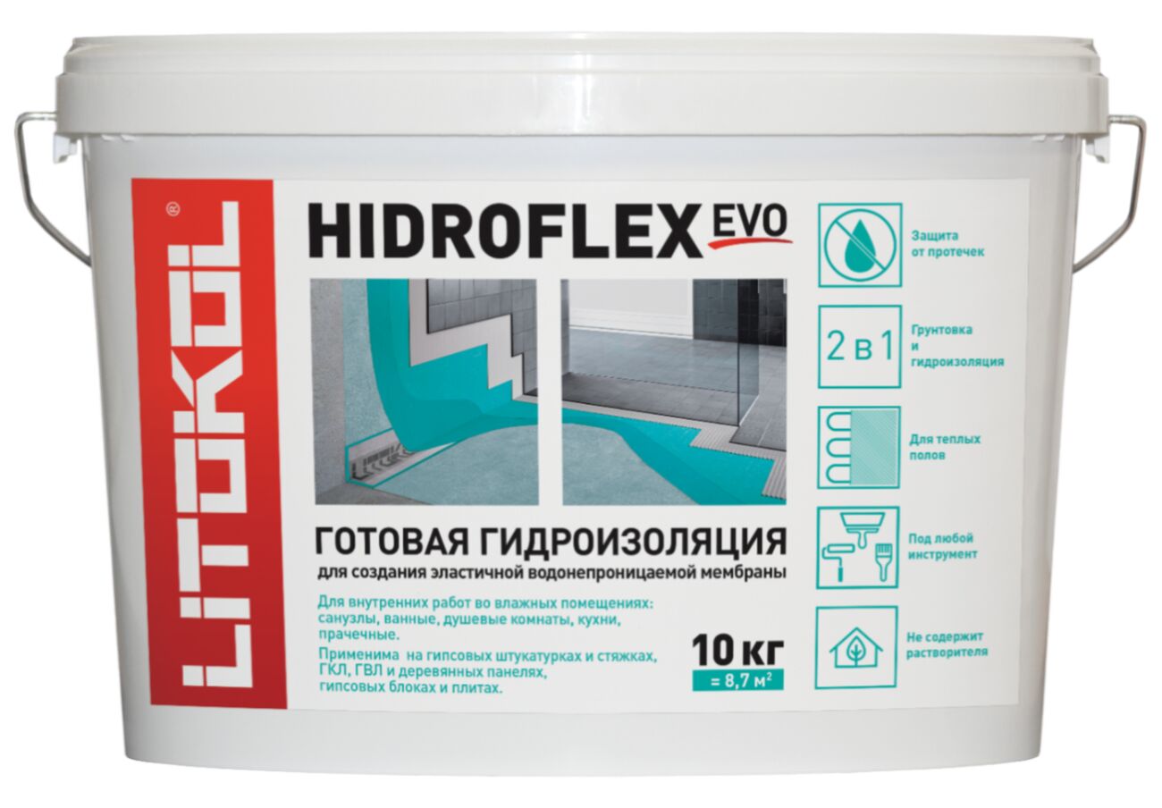 HIDROFLEX 10кг Гидроизоляция полимерная зеленый LITOKOL, зеленый