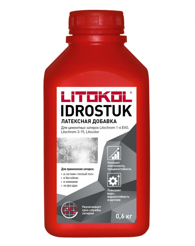 IDROSTUK - м 0,6кг Добавка латексная для затирки белый LITOKOL, белый