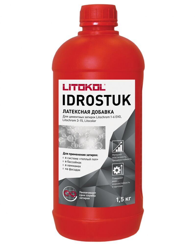 IDROSTUK - м 1,5кг Добавка латексная для затирки белый LITOKOL, белый