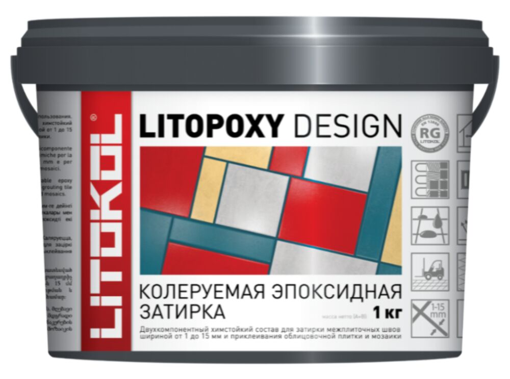 LITOPOXY DESIGN 1кг Затирочный состав эпоксидный база под колеровку LITOKOL, база под колеровку