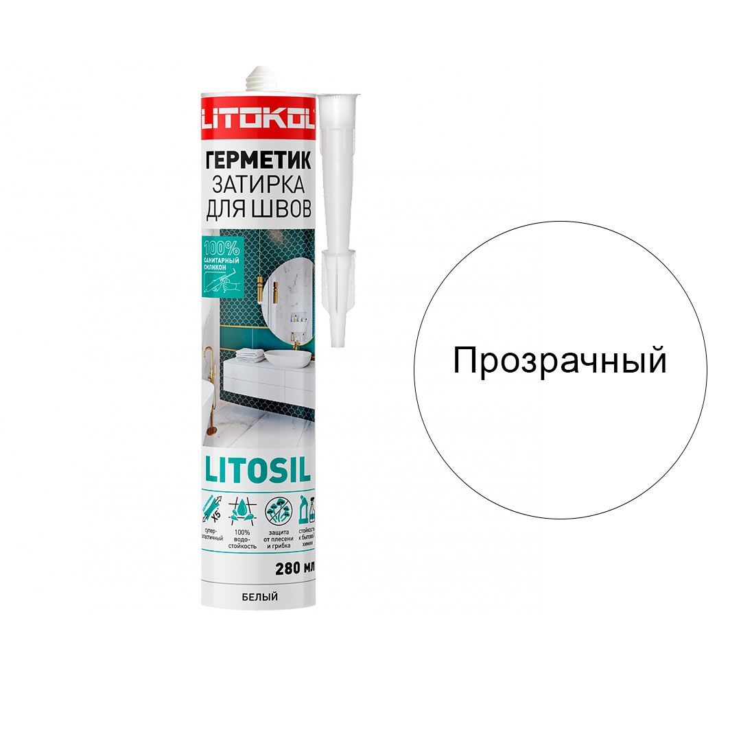 LITOSIL 280мл Герметик силиконовый прозрачный LITOKOL, Прозрачный