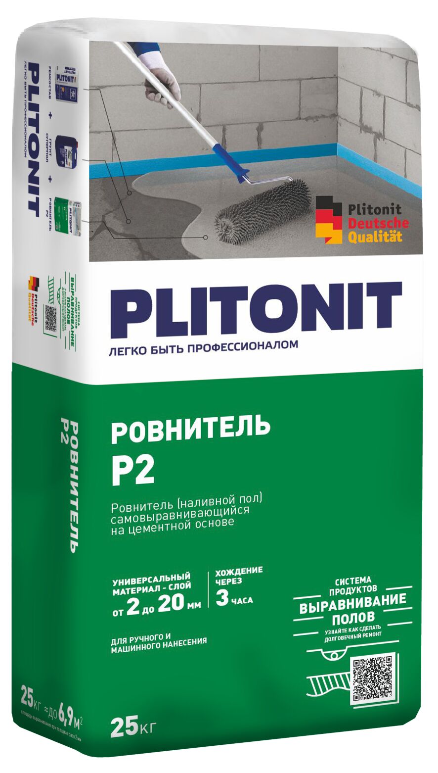 Р2 25кг Ровнитель самовыравнивающийся PLITONIT, Р2 25кг Ровнитель самовыравнивающийся PLITONIT