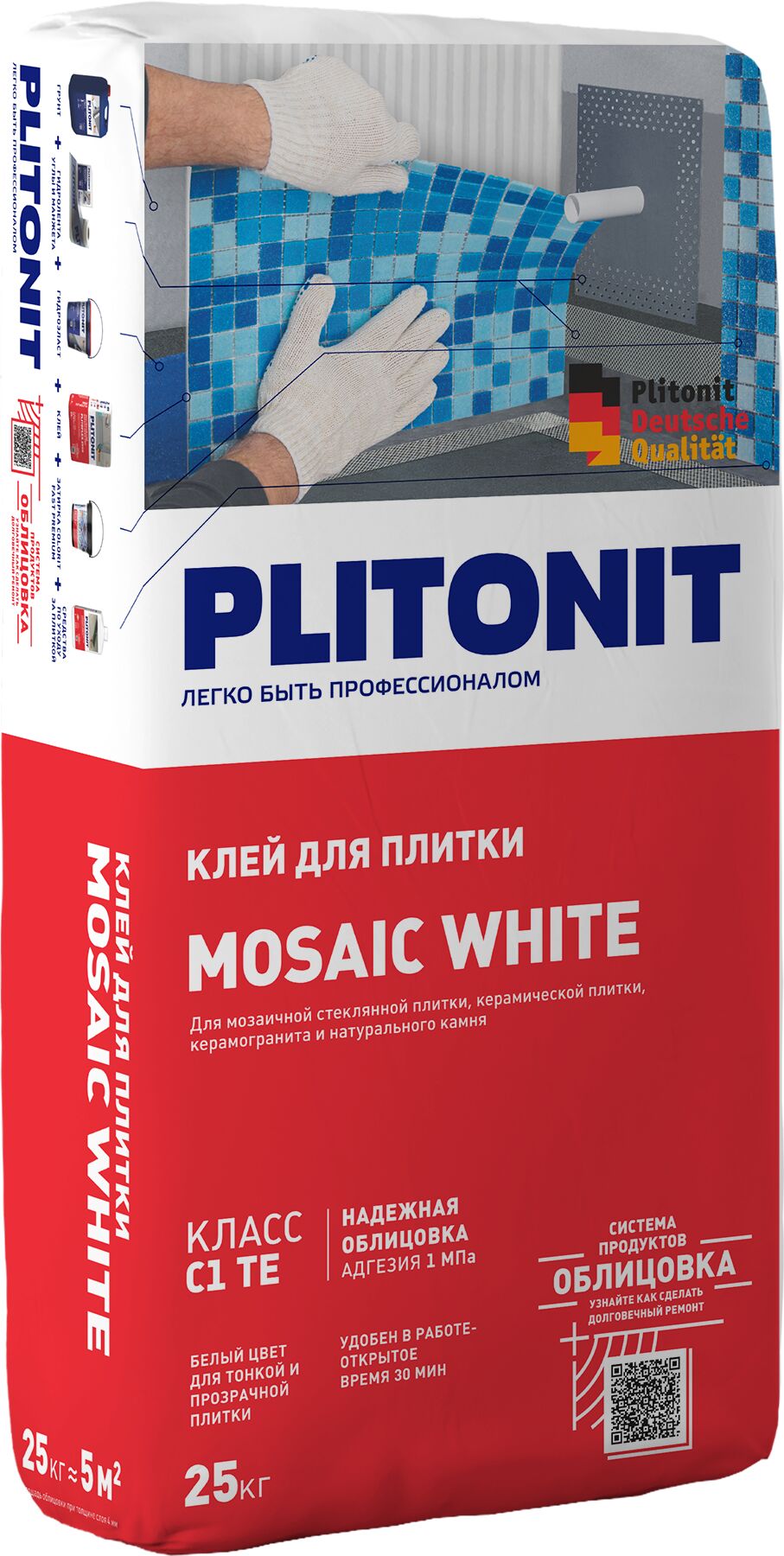 MOSAIC WHITE Клей для стекл.мозаики, кер.плитки, керамогранита и нат.камня белый (кл.C2TE) PLITONIT, MOSAIC WHITE Клей для стекл.мозаики, кер.плитки, керамогранита и нат.камня белый (кл.C2TE) PLITONIT