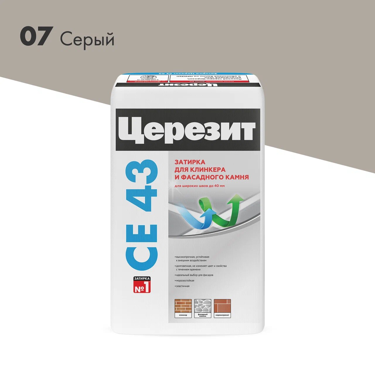 CE 43/25кг Super Strong Затирка высокопрочная Серая 07 Церезит, 07 (серая)