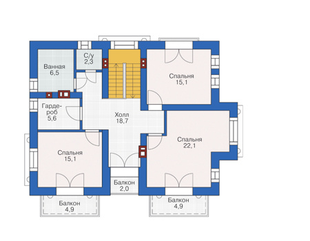 Дом из кирпича. 180,8м2 Проект 72-95, автор plans.ru - ЯМА Хлам дома (Газобетон,