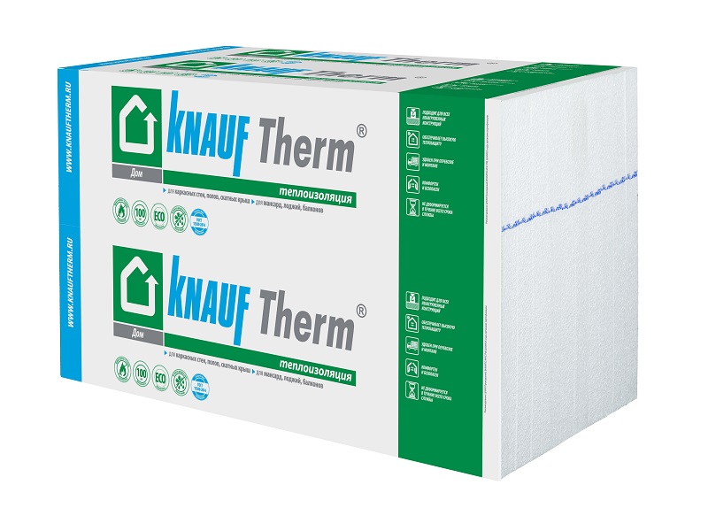 KNAUF Therm® ДОМ 50мм, 24 плиты, 14.4м2, 1000х600мм, 0.72м3, Белый