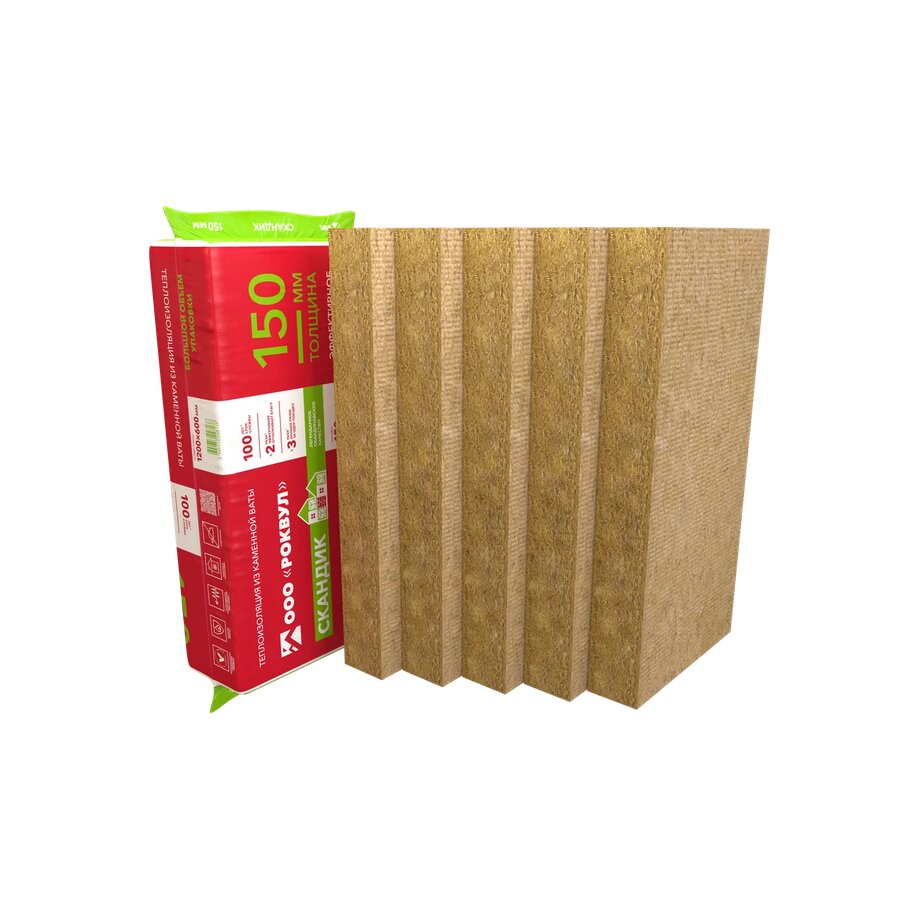 Утеплитель Роквул Скандик XL 150мм, 5 плит, 3.6м2, 600х1200мм, 0.54м3 купить в Санкт-Петербурге