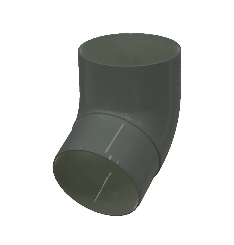 GLC ПВХ Колено водосточной трубы 67°также используется как Слив-отвод (наконечник) трубы, Колено водосточной трубы 67° D100 GLC ПВХ темно-серый