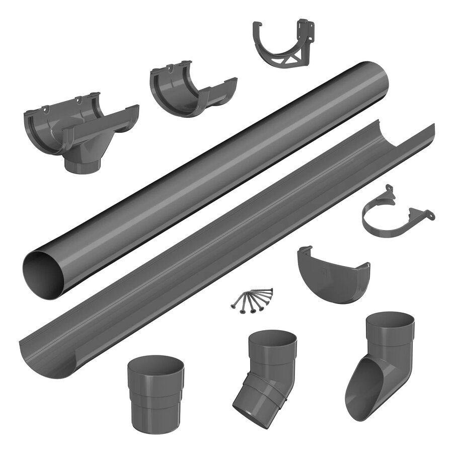 Комплект водосточной системы ТН ОПТИМА 120/80 мм, для ската 6м, (желоба 1,5м), Серый 7024